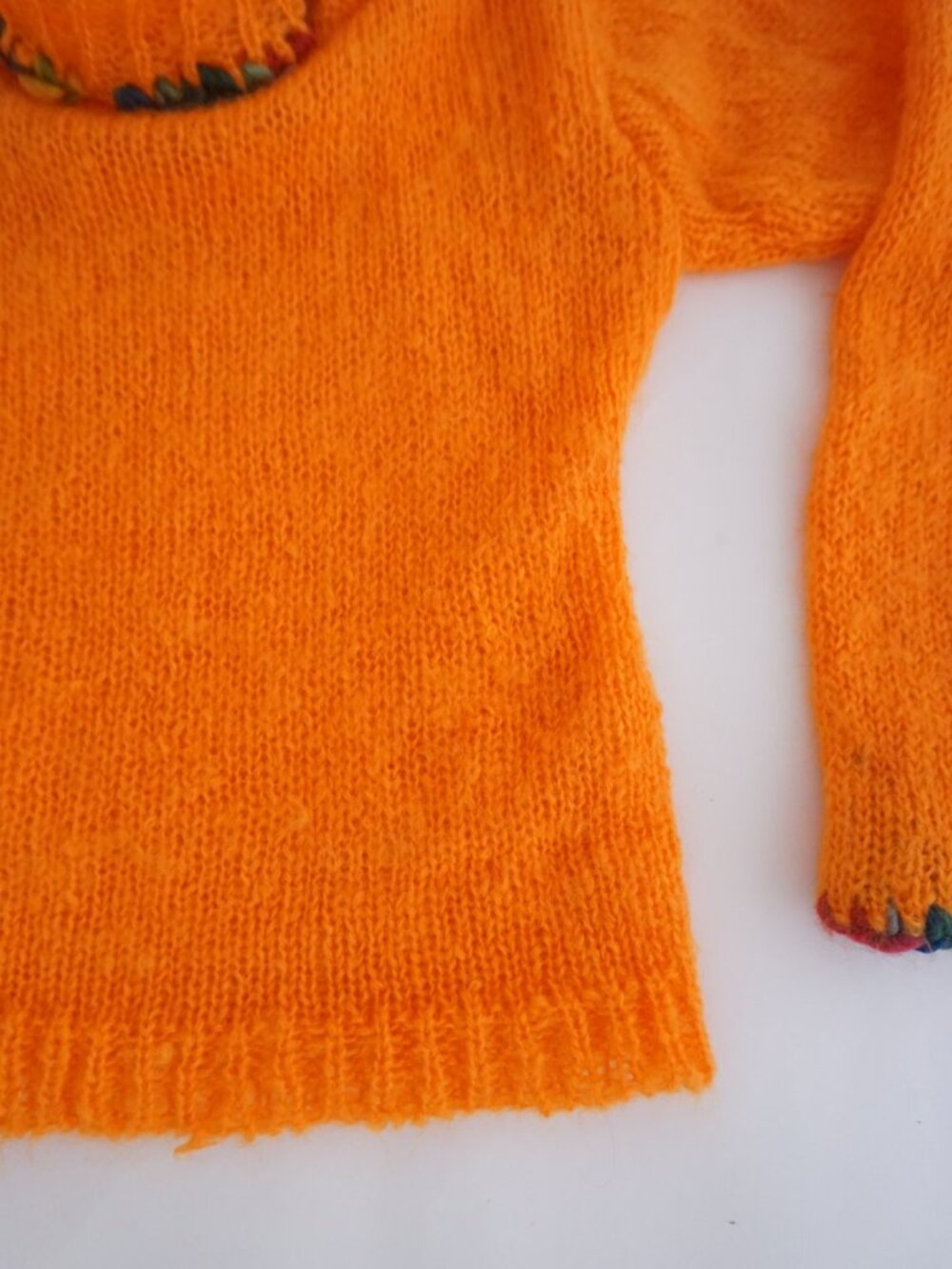 Fresh Baked Goods Orange Hand Knit Turtleneck Sweater Chunky Rib Trim Sweater M - Picture 5 of 10